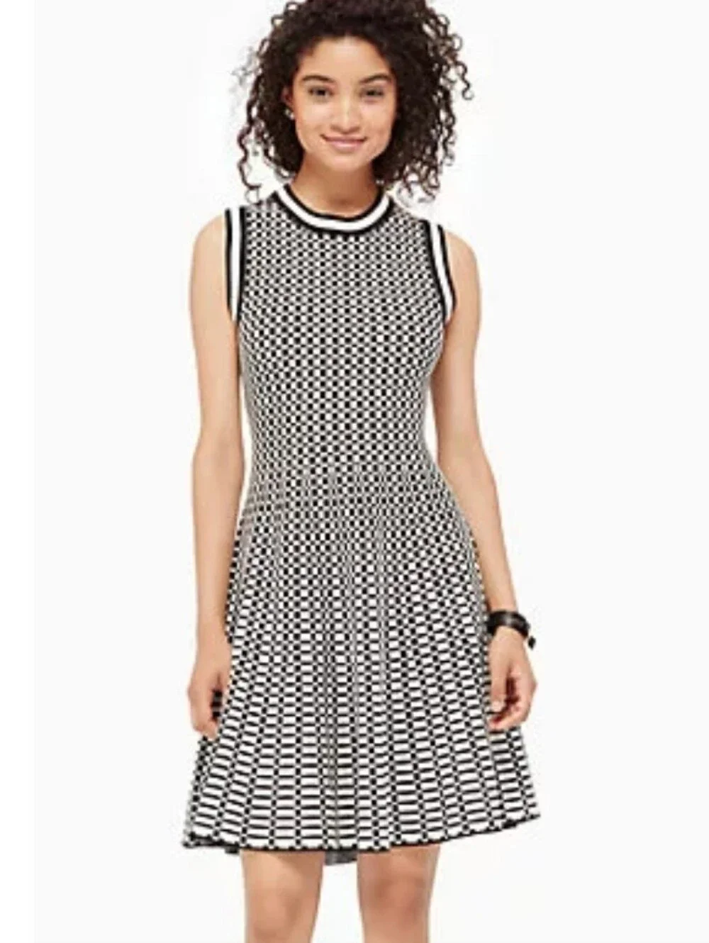 kate spade Black and White Check Knit Midi Dress Excellente Conditions‎